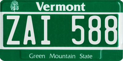 VT license plate ZAI588