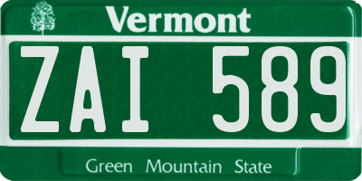 VT license plate ZAI589