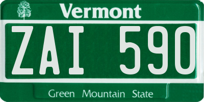 VT license plate ZAI590