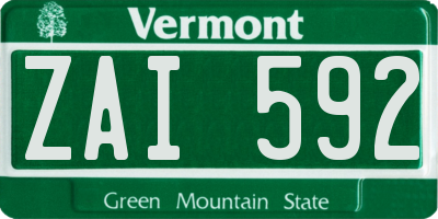 VT license plate ZAI592