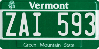 VT license plate ZAI593