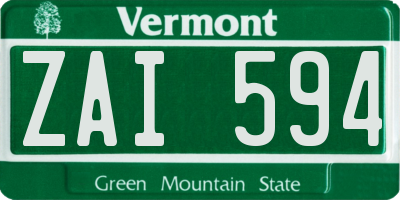 VT license plate ZAI594
