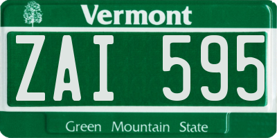 VT license plate ZAI595
