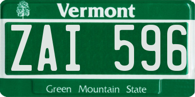 VT license plate ZAI596