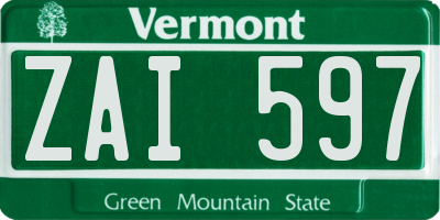 VT license plate ZAI597