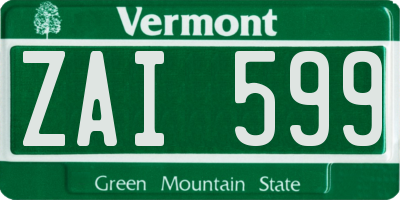 VT license plate ZAI599