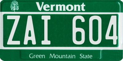 VT license plate ZAI604
