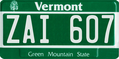 VT license plate ZAI607