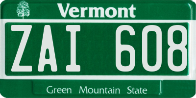 VT license plate ZAI608