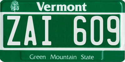 VT license plate ZAI609