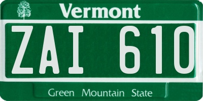 VT license plate ZAI610