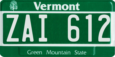 VT license plate ZAI612