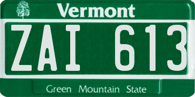 VT license plate ZAI613