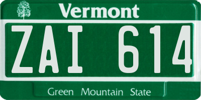 VT license plate ZAI614