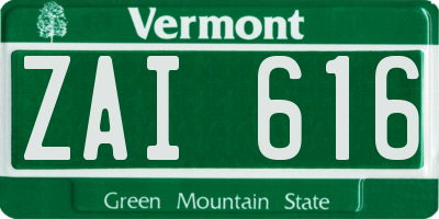 VT license plate ZAI616