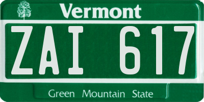 VT license plate ZAI617