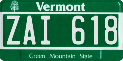 VT license plate ZAI618