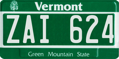 VT license plate ZAI624