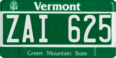 VT license plate ZAI625