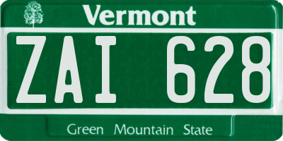 VT license plate ZAI628