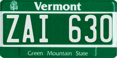 VT license plate ZAI630