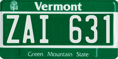 VT license plate ZAI631