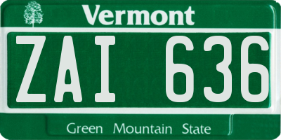 VT license plate ZAI636