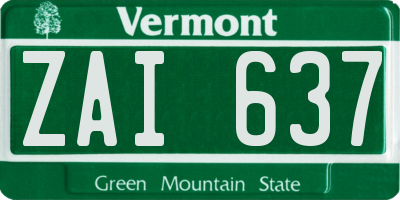 VT license plate ZAI637