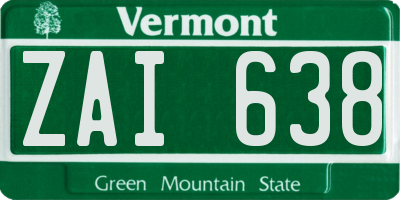 VT license plate ZAI638