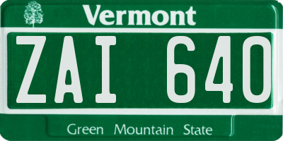 VT license plate ZAI640