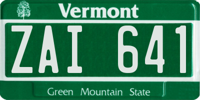 VT license plate ZAI641