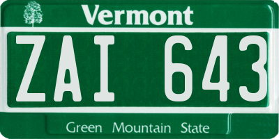 VT license plate ZAI643