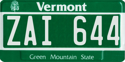 VT license plate ZAI644