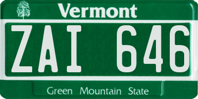 VT license plate ZAI646
