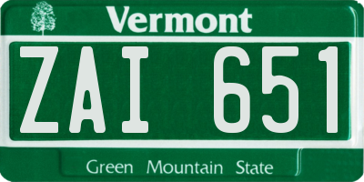 VT license plate ZAI651
