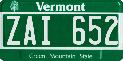 VT license plate ZAI652