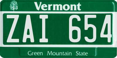 VT license plate ZAI654