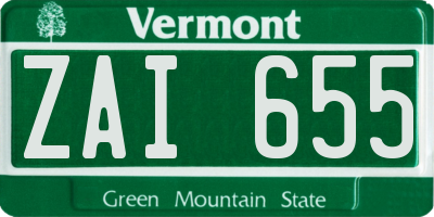 VT license plate ZAI655