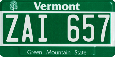 VT license plate ZAI657