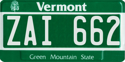 VT license plate ZAI662
