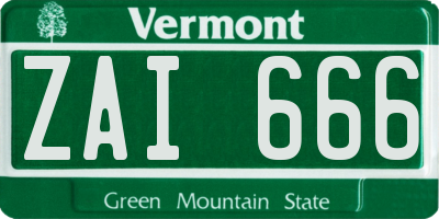VT license plate ZAI666