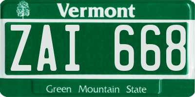 VT license plate ZAI668