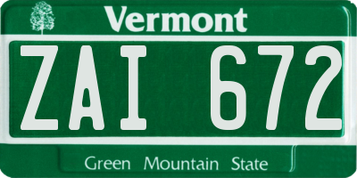 VT license plate ZAI672