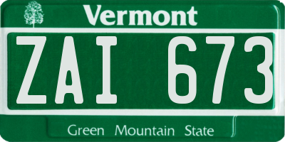 VT license plate ZAI673