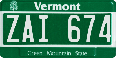 VT license plate ZAI674