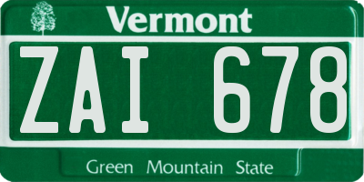 VT license plate ZAI678