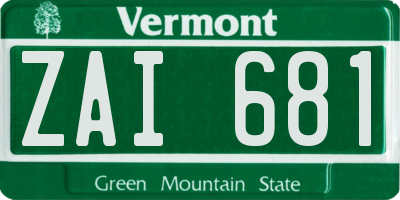 VT license plate ZAI681