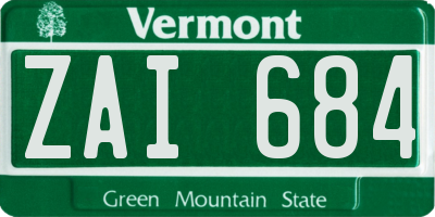 VT license plate ZAI684