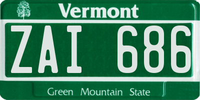 VT license plate ZAI686