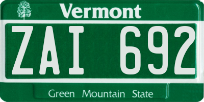 VT license plate ZAI692